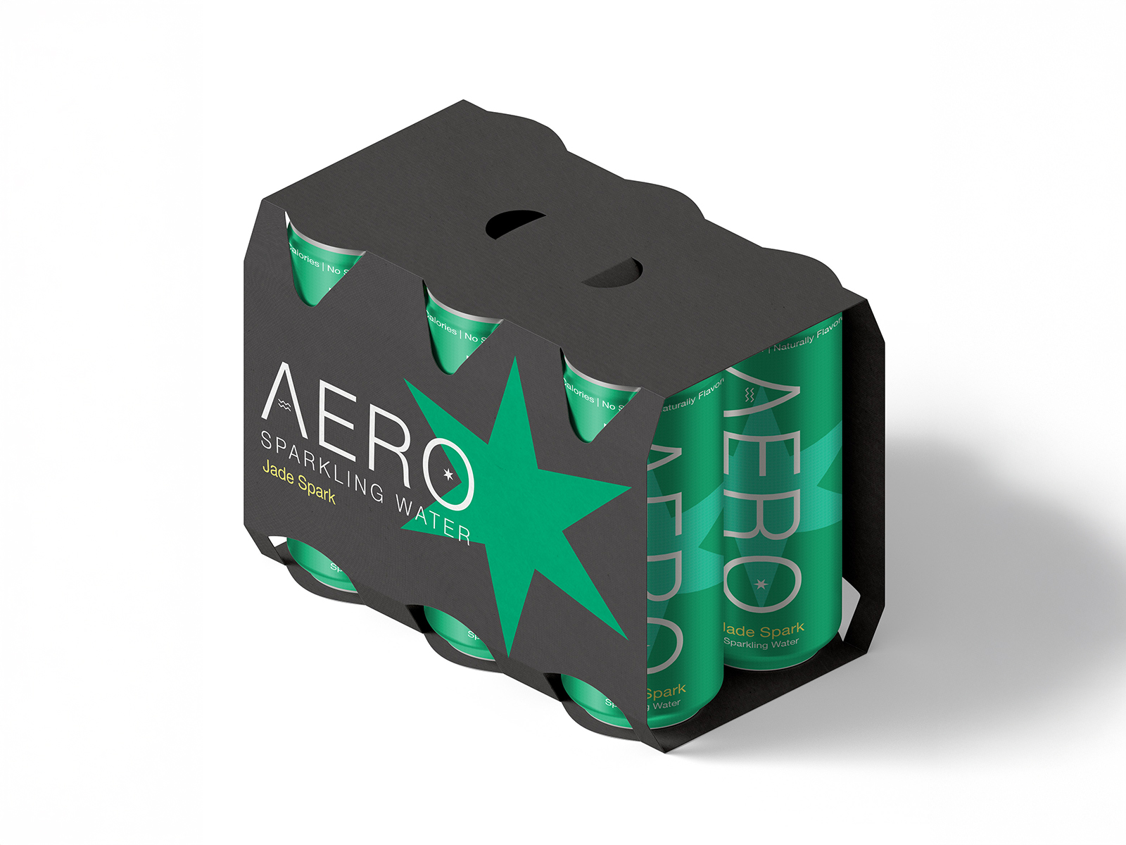 six pack packaging design of Aero Sparkling Water