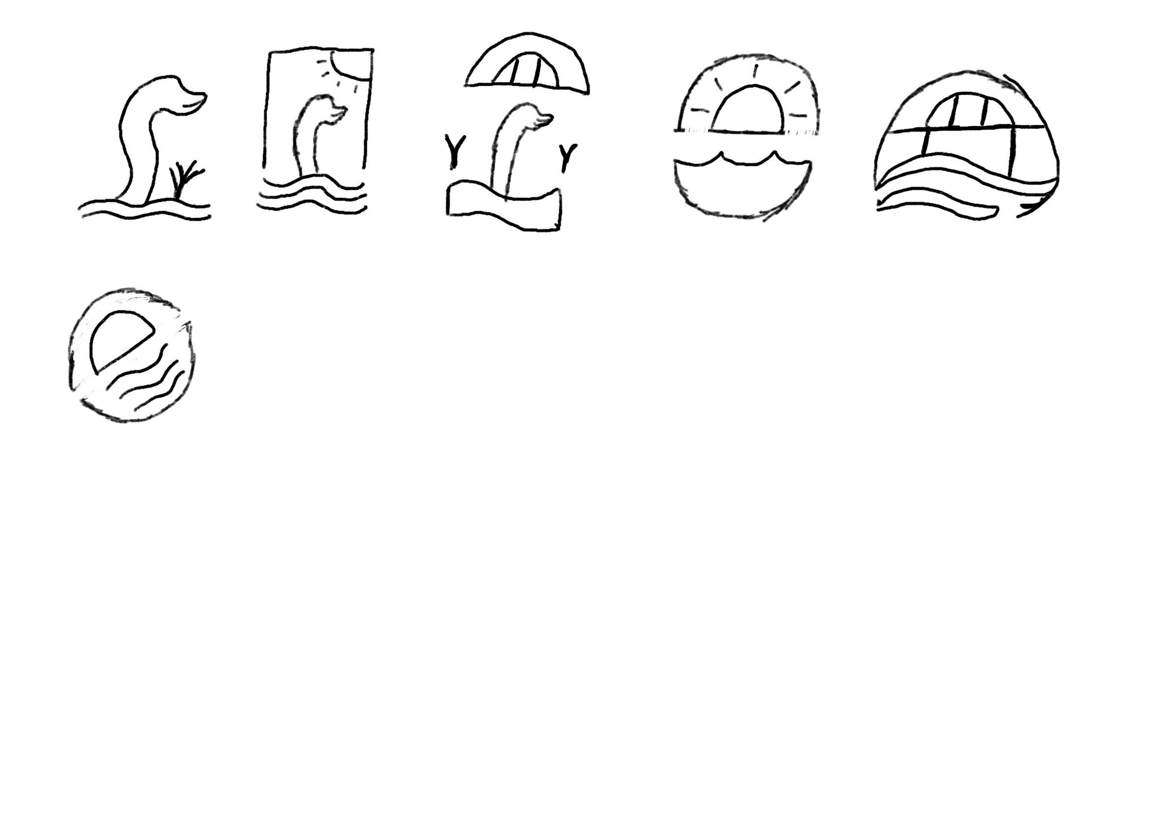 Page 3 of sketches for my design process of designing the branding for the Bay of Green Bay NERR