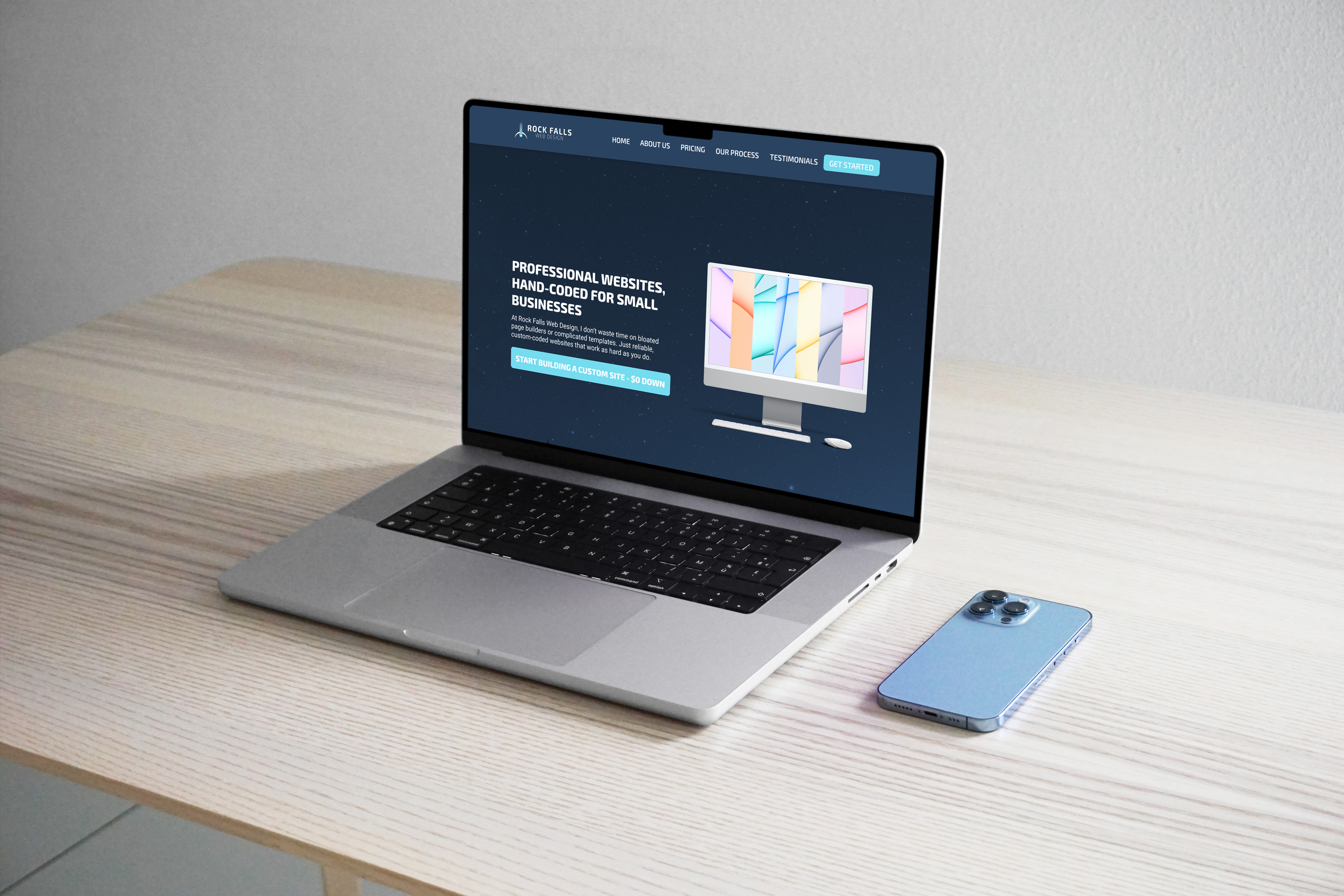 rock falls web design mockup